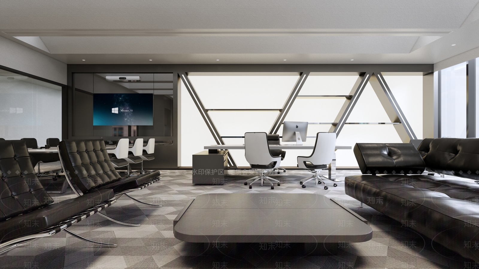 现代简约办公室SU模型下载【ID:1183949584】