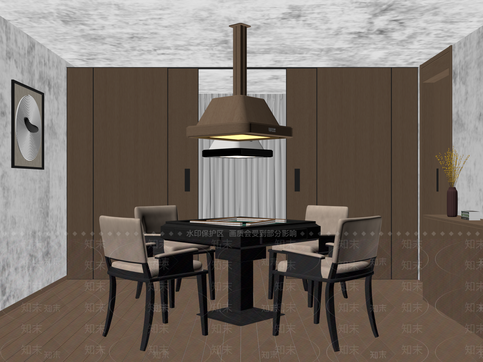 新中式棋牌室SU模型下载【ID:1183949868】