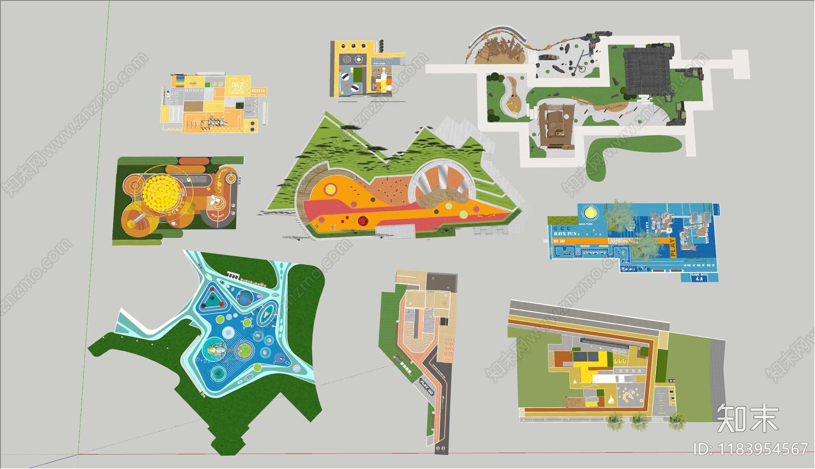 现代儿童游乐区SU模型下载【ID:1183954567】