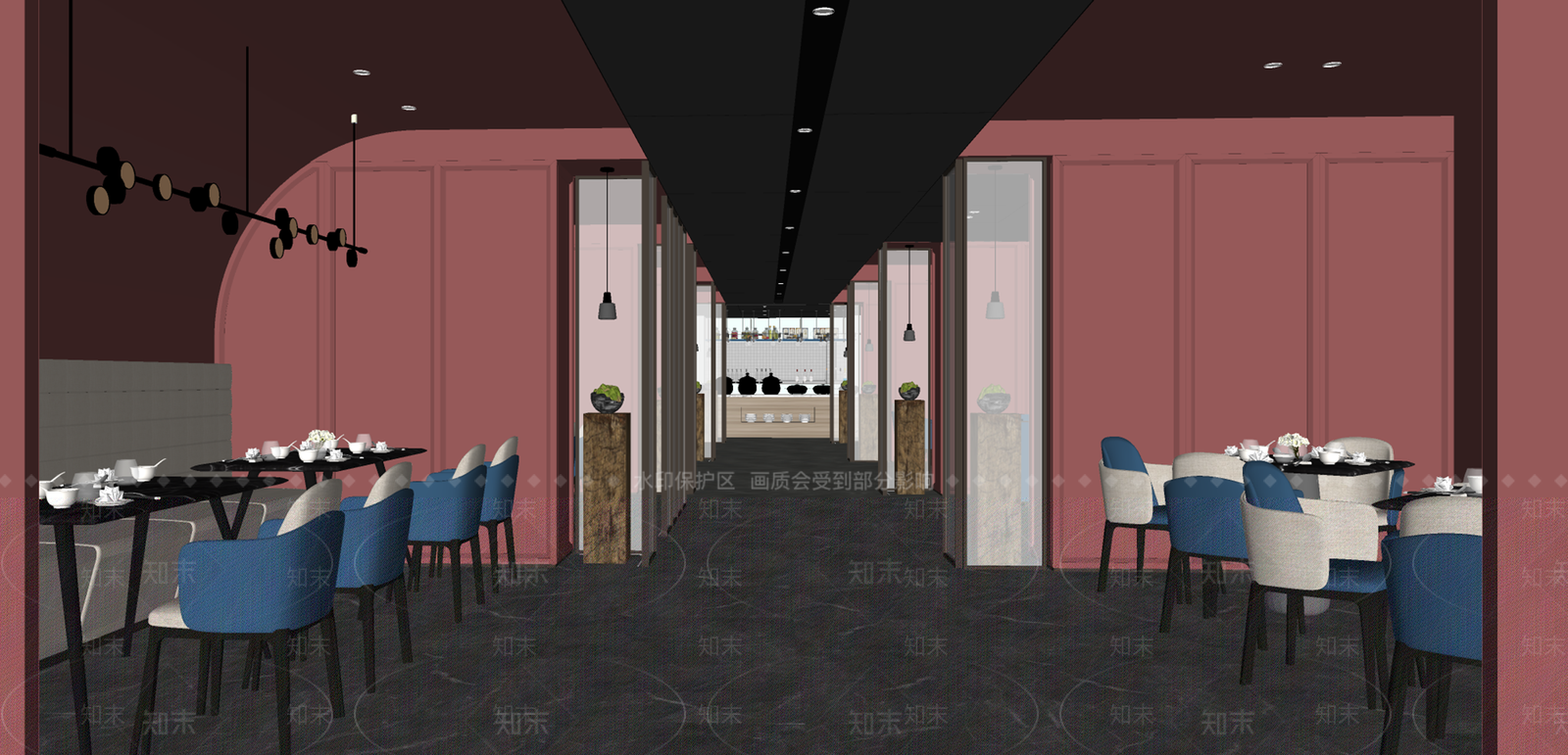 欧式美式西餐厅SU模型下载【ID:1183955785】