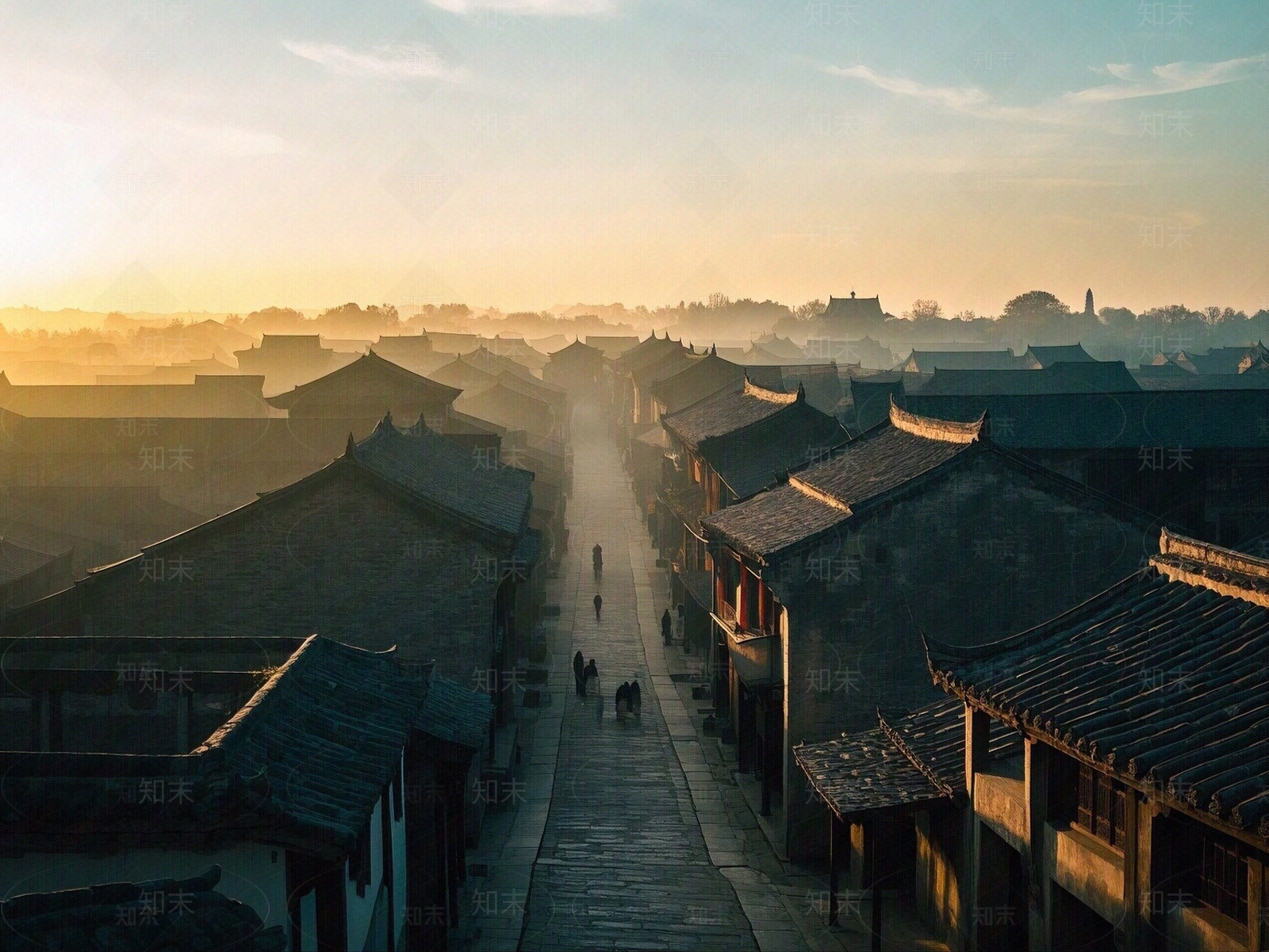 新中式中式街道外景贴图下载【ID:1183956896】