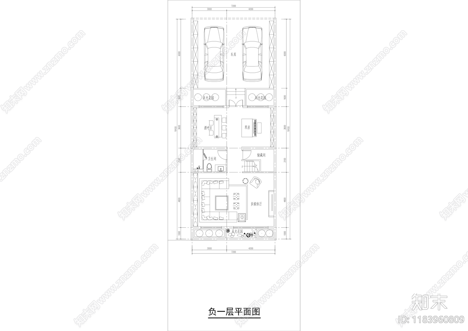 现代别墅建筑cad施工图下载【ID:1183960809】