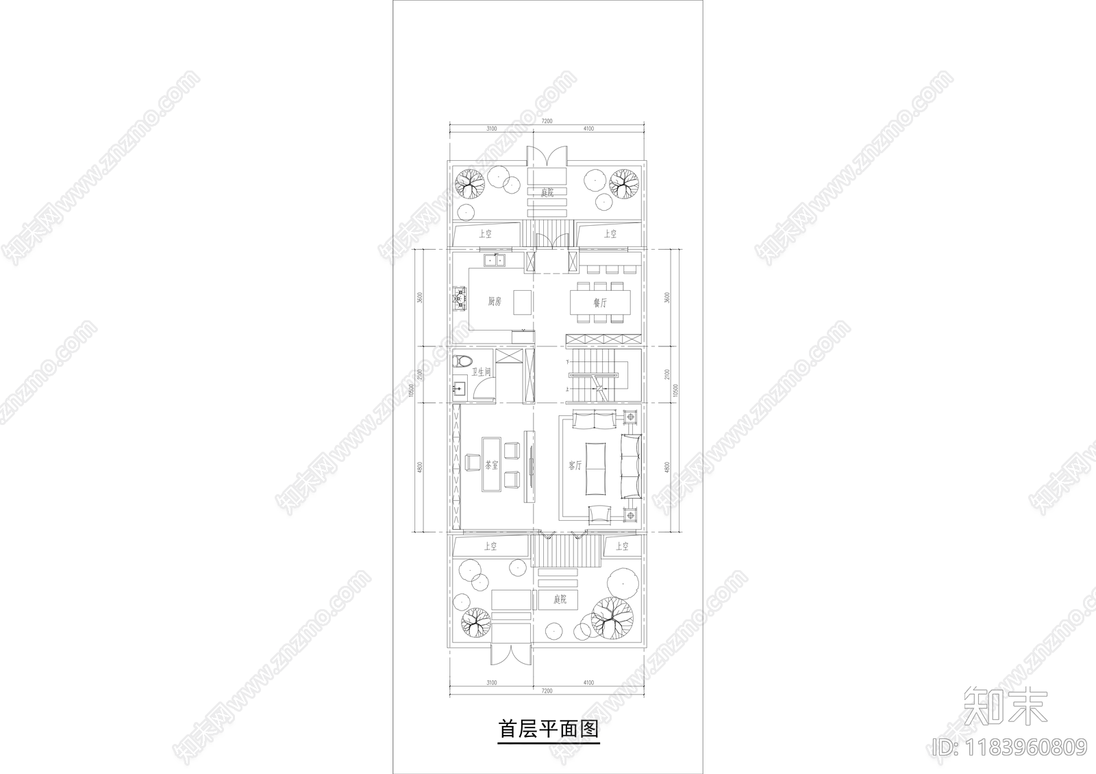 现代别墅建筑cad施工图下载【ID:1183960809】