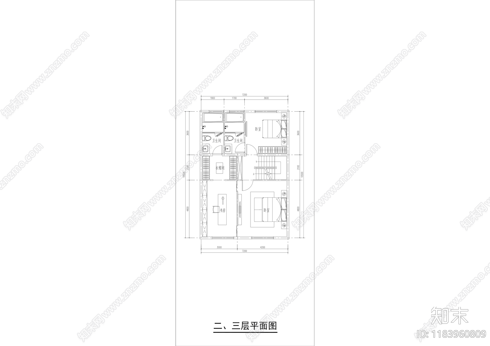 现代别墅建筑cad施工图下载【ID:1183960809】