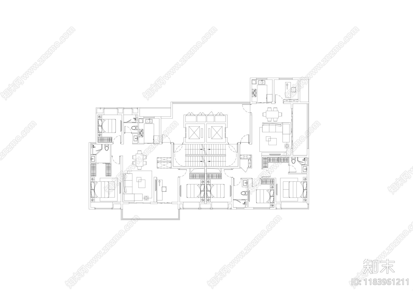 现代住宅楼建筑施工图下载【ID:1183961211】