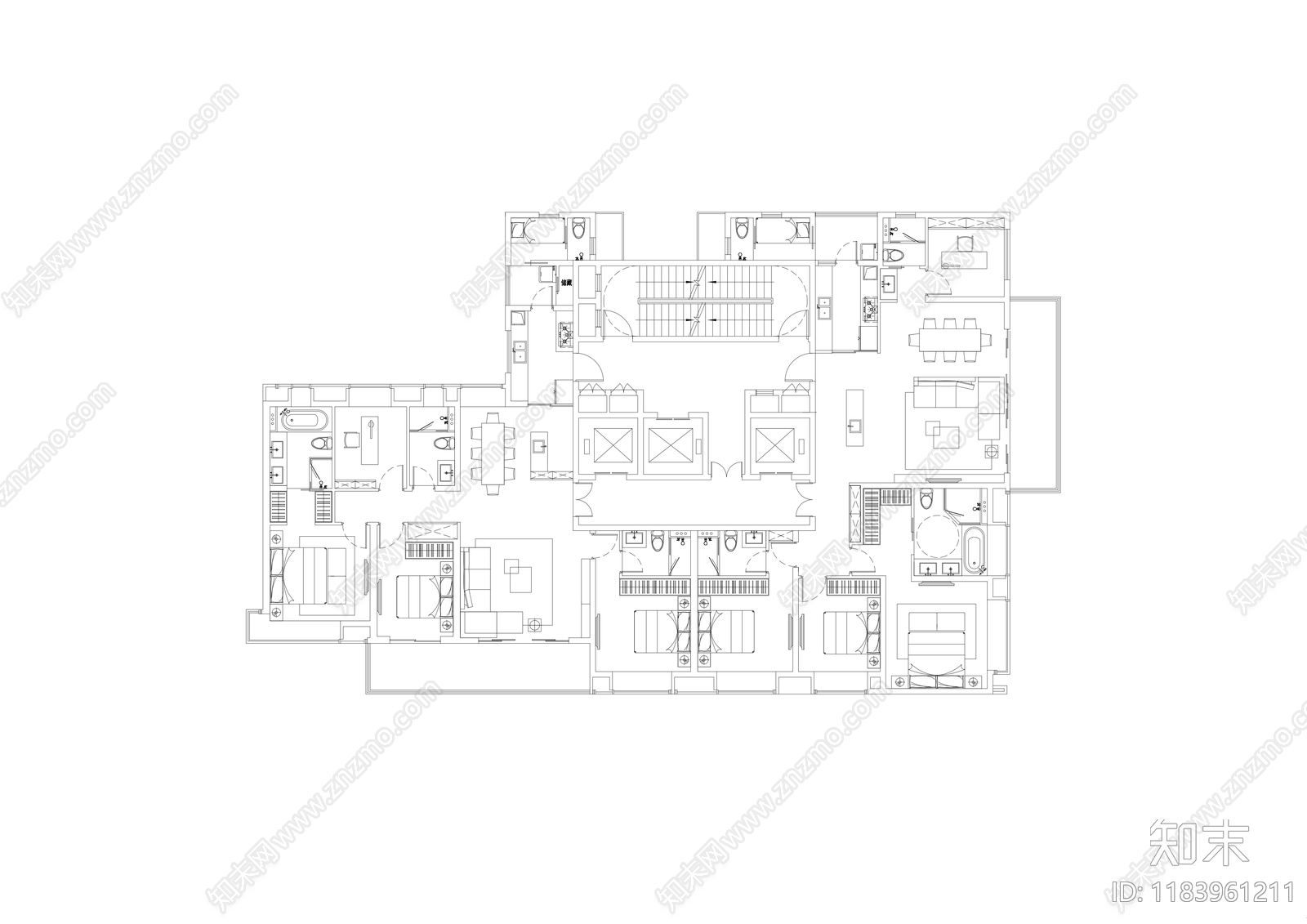 现代住宅楼建筑cad施工图下载【ID:1183961211】