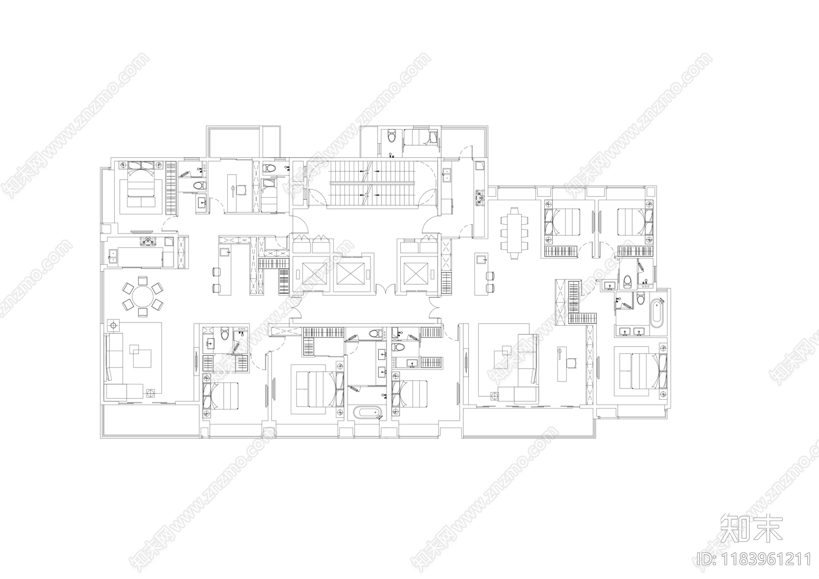 现代住宅楼建筑cad施工图下载【ID:1183961211】