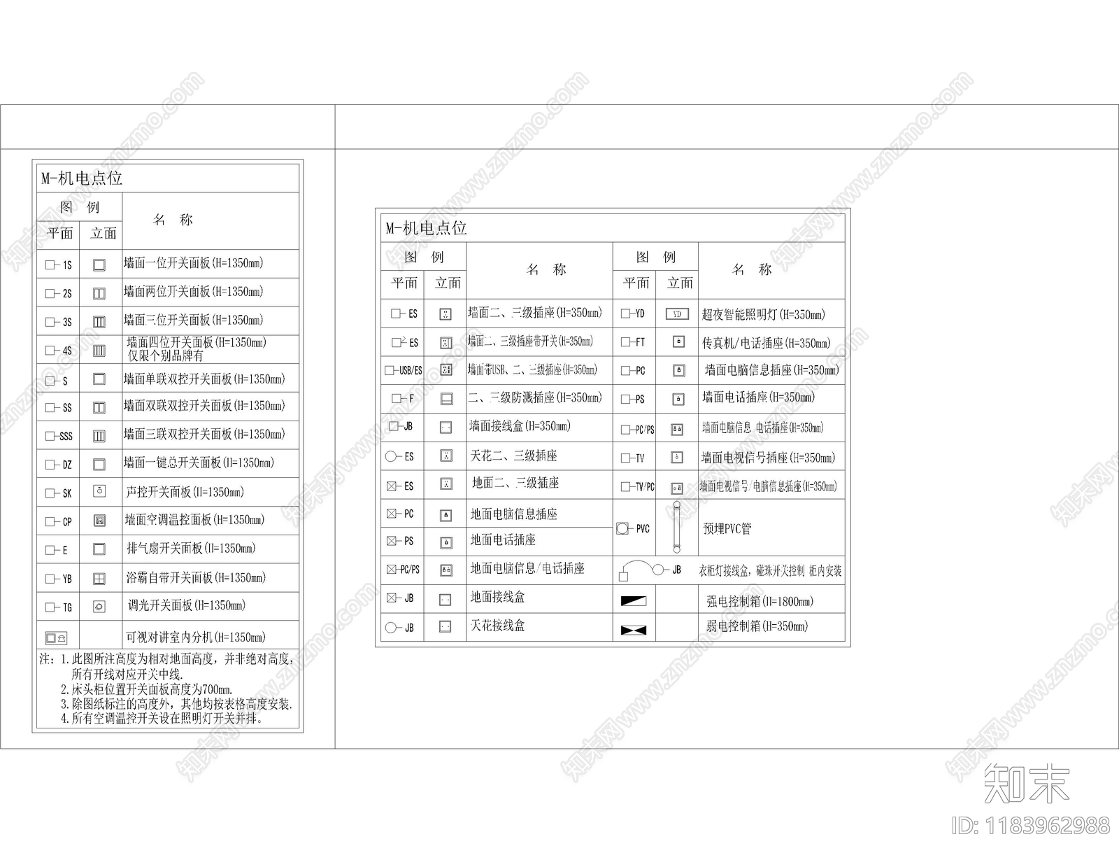 现代图例cad施工图下载【ID:1183962988】