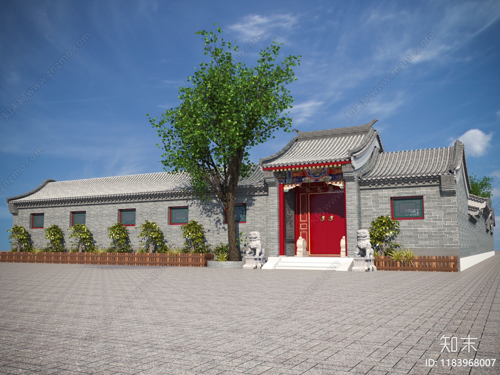 中式四合院3D模型下载【ID:1183968007】