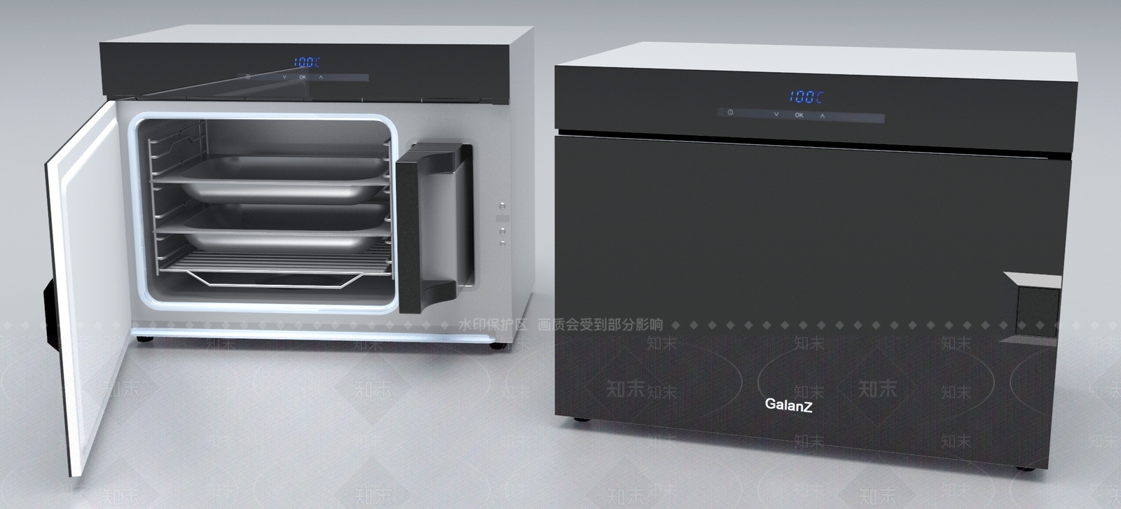 现代烤箱3D模型渲染效果图