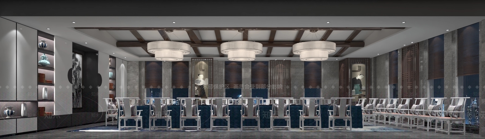 新中式中式会议室3D模型下载【ID:1183970105】