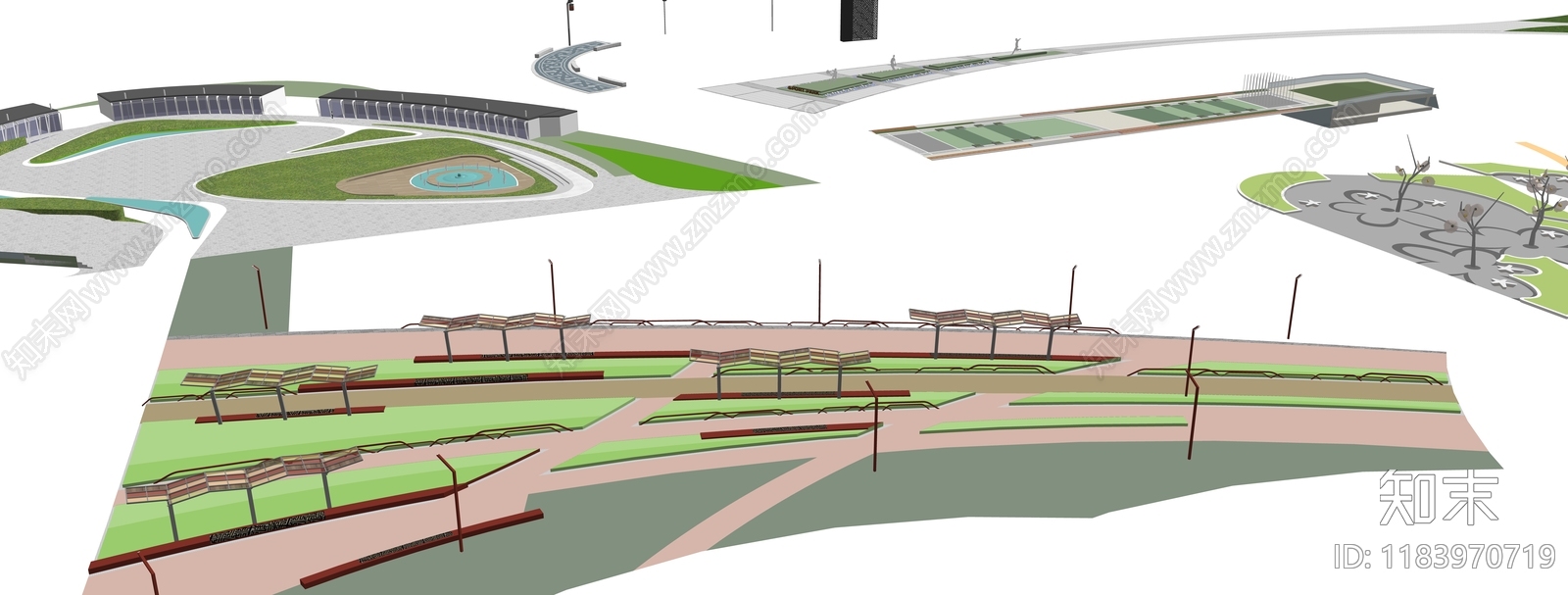现代轻奢景观公园SU模型下载【ID:1183970719】