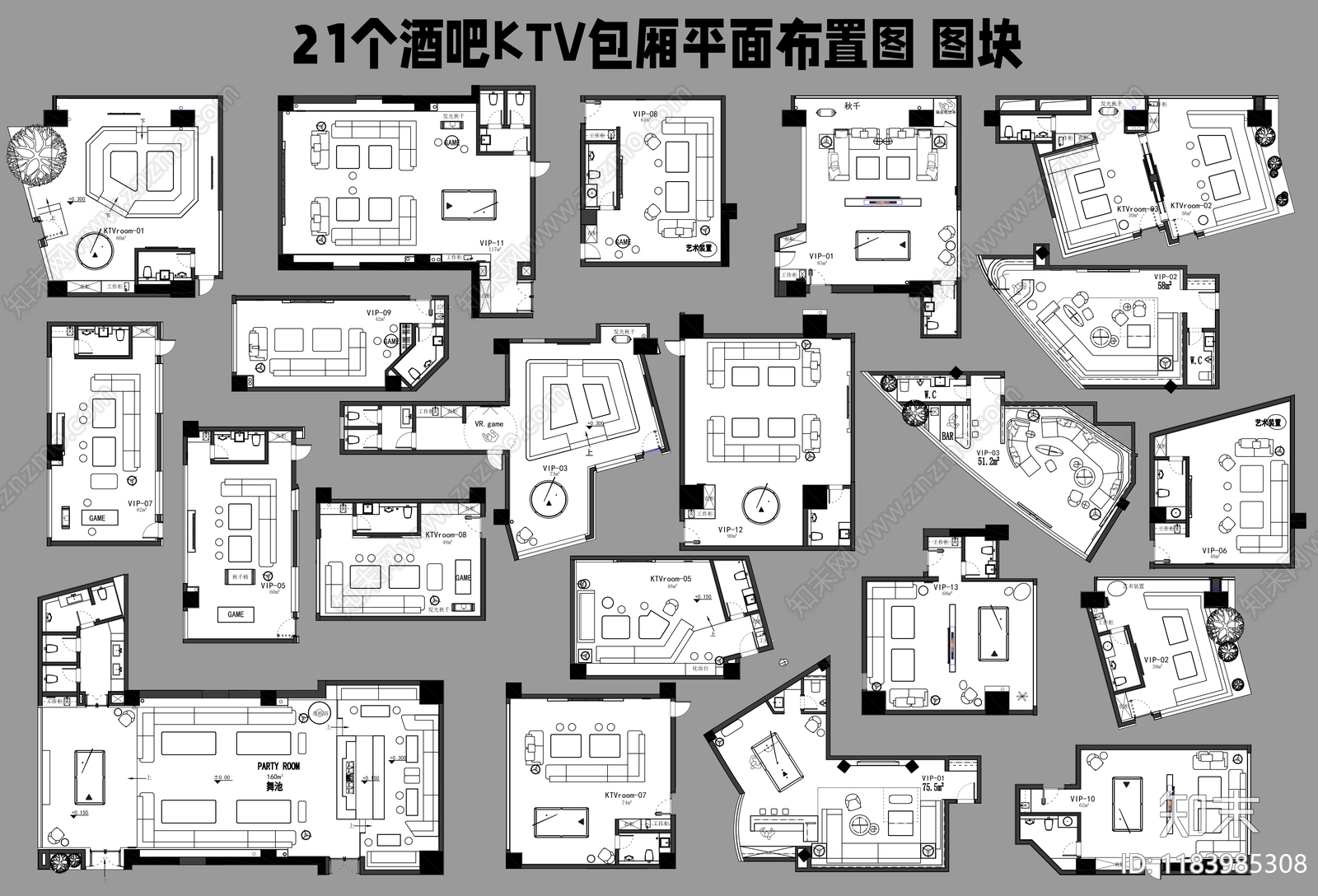 酒吧cad施工图下载【ID:1183985308】