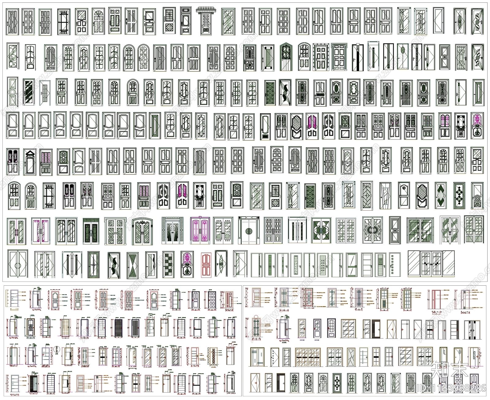 现代综合门窗施工图下载【ID:1183988226】