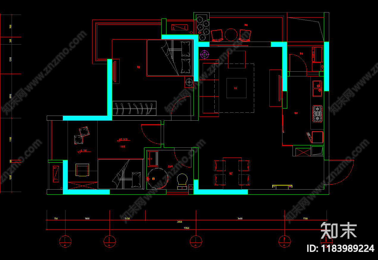 现代简约住宅楼建筑cad施工图下载【ID:1183989224】