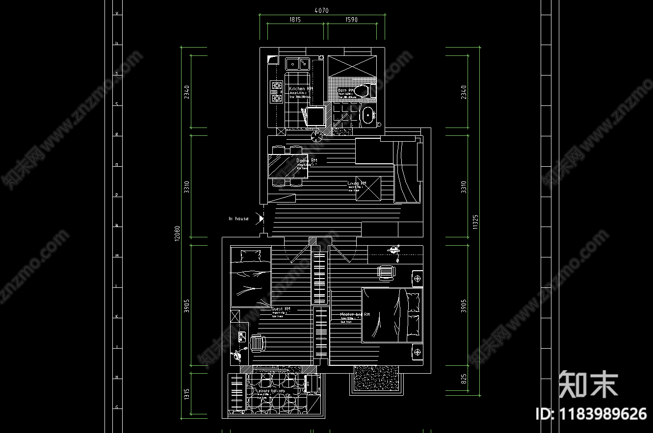 现代简约住宅楼建筑cad施工图下载【ID:1183989626】