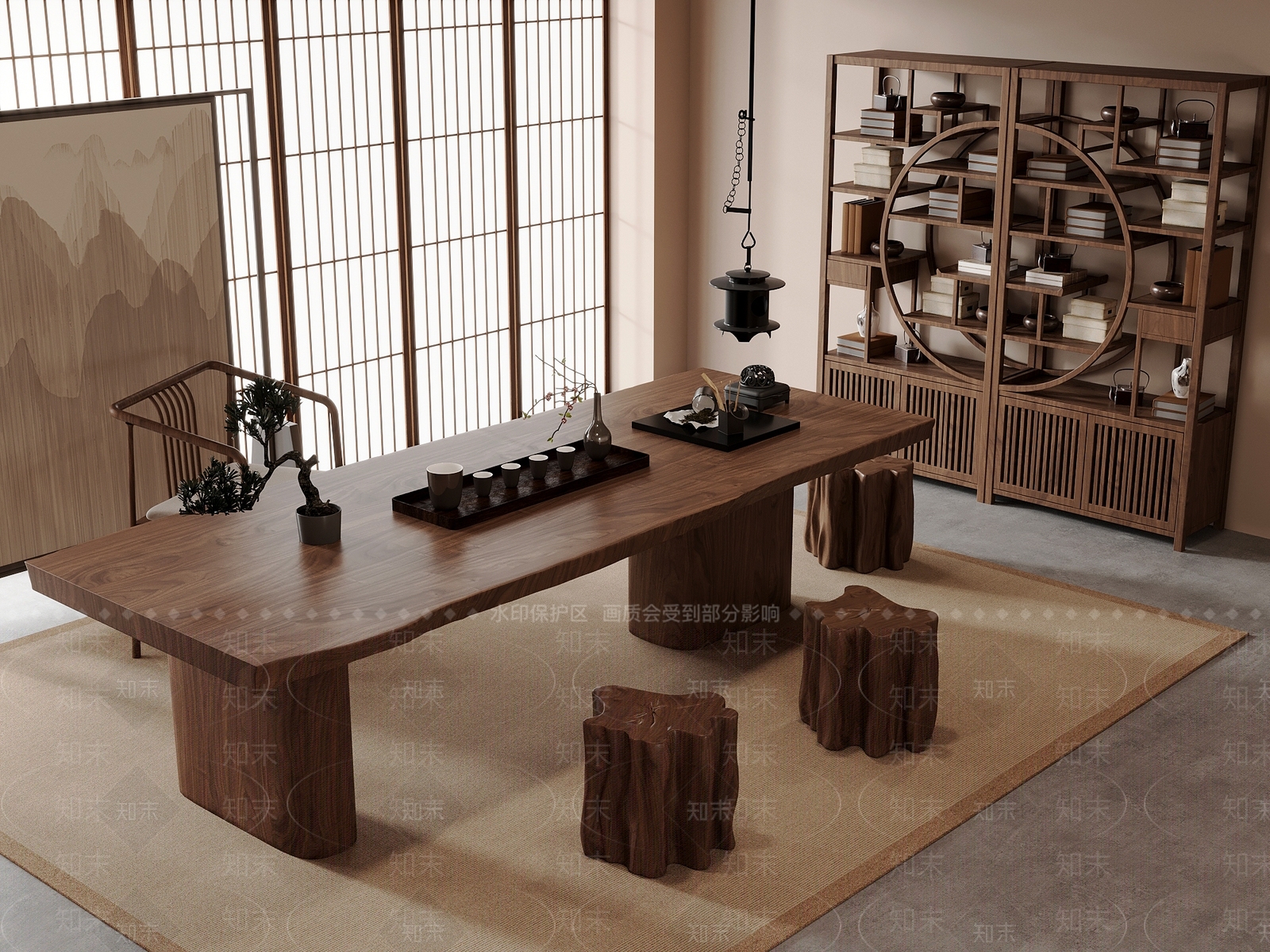中式储物展示架博古架3D模型下载【ID:1227438406】
