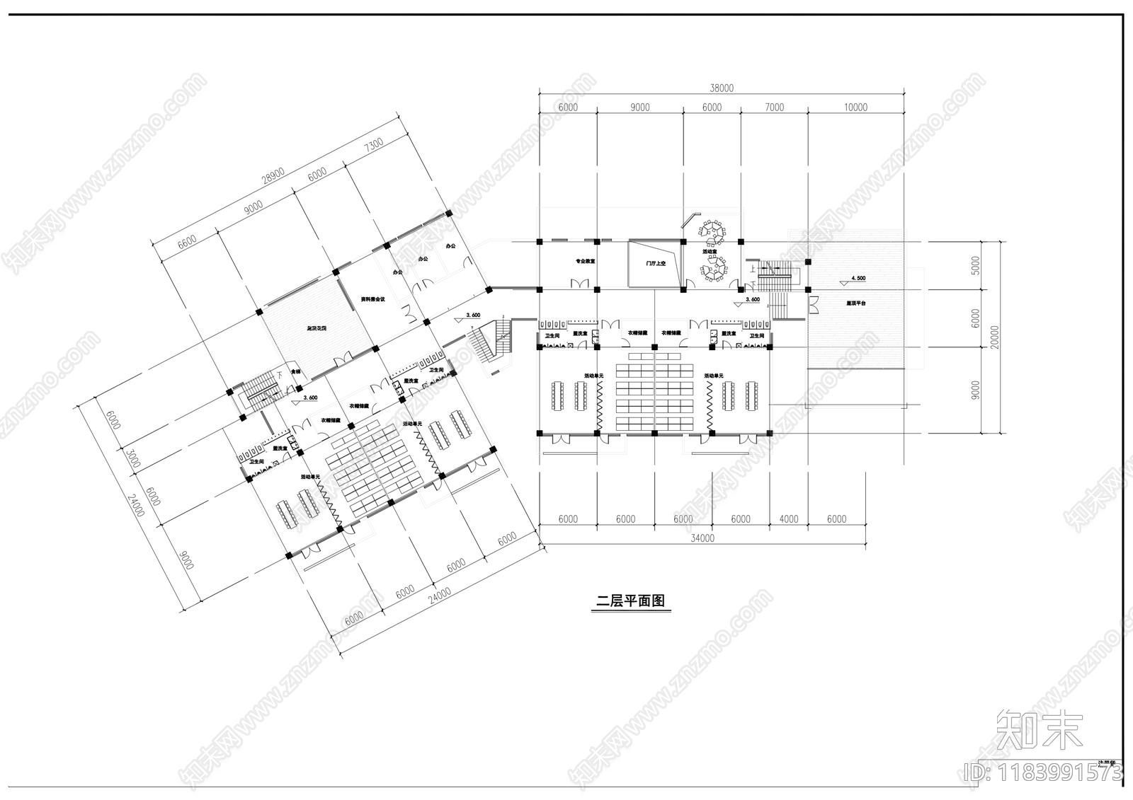 现代幼儿园建筑cad施工图下载【ID:1183991573】