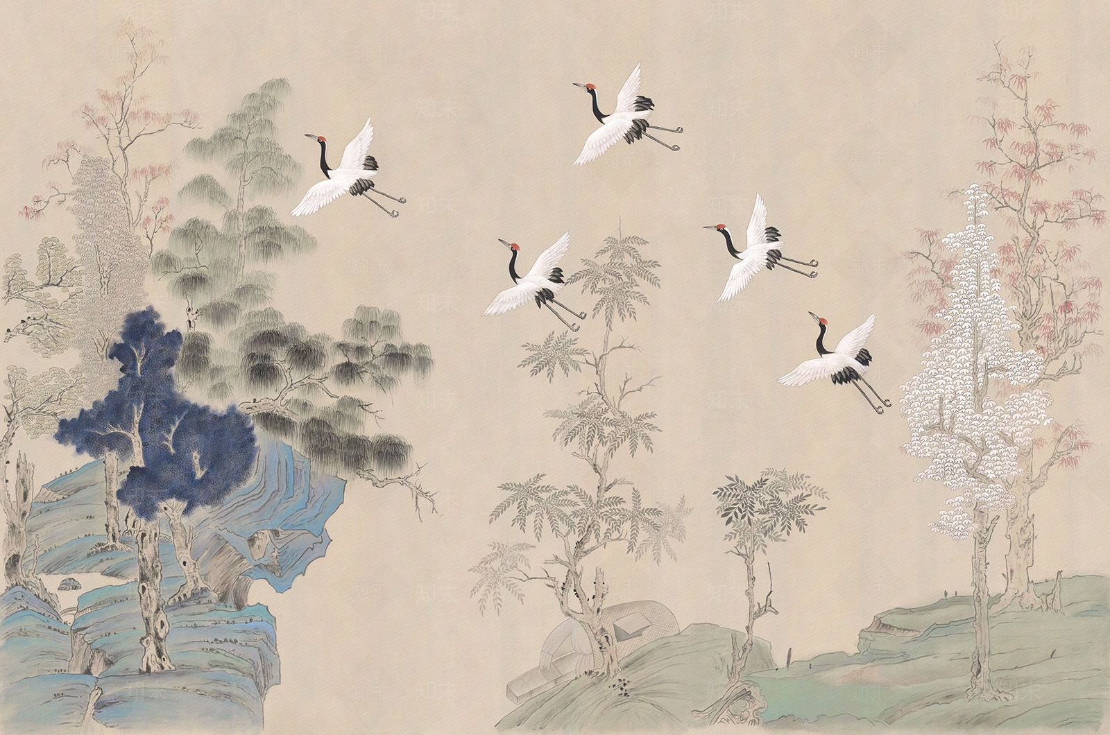 新中式中式壁画贴图下载【ID:1183996997】_【知末网贴图库】