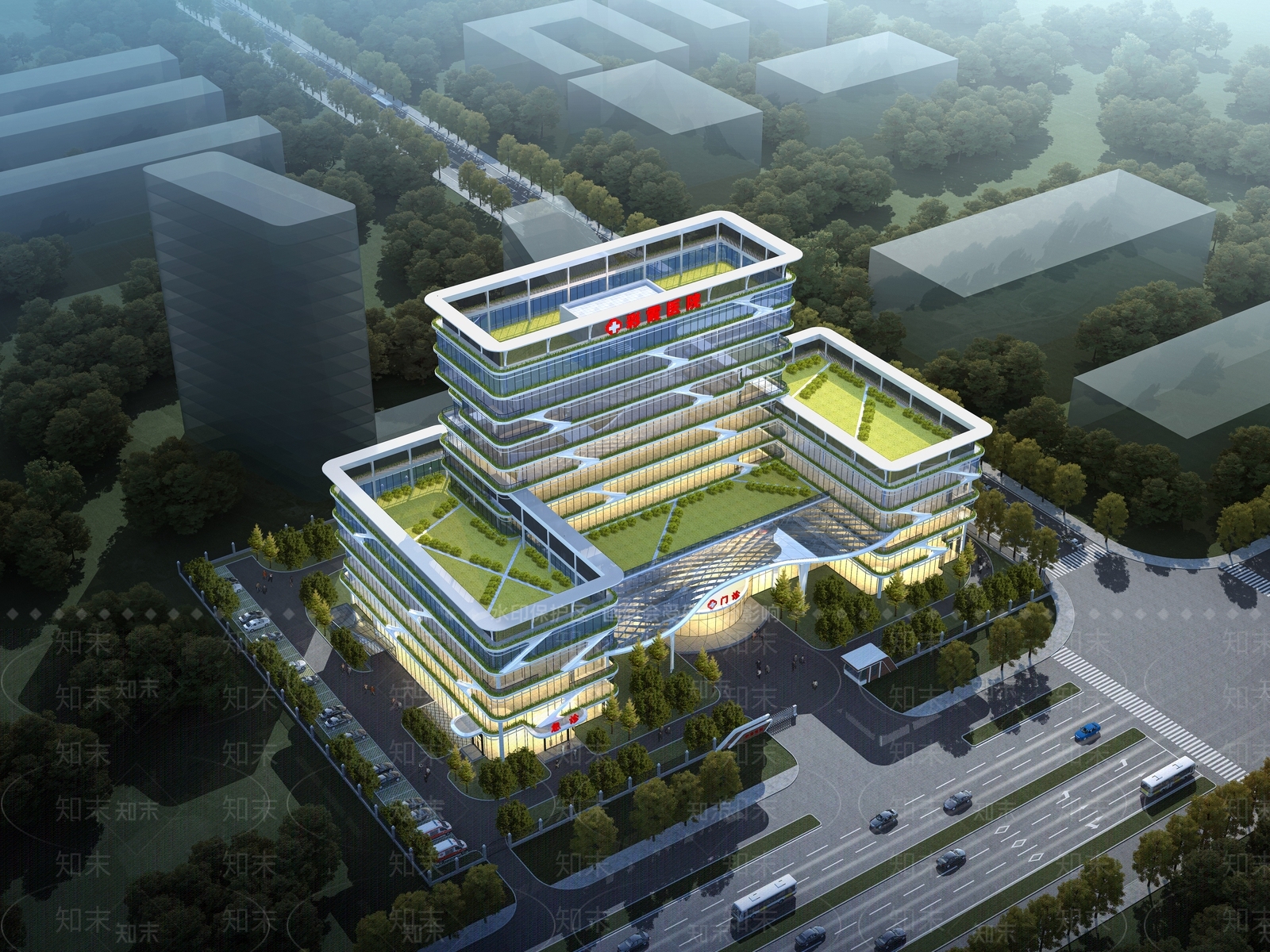 现代医院建筑SU模型下载【ID:1183998509】