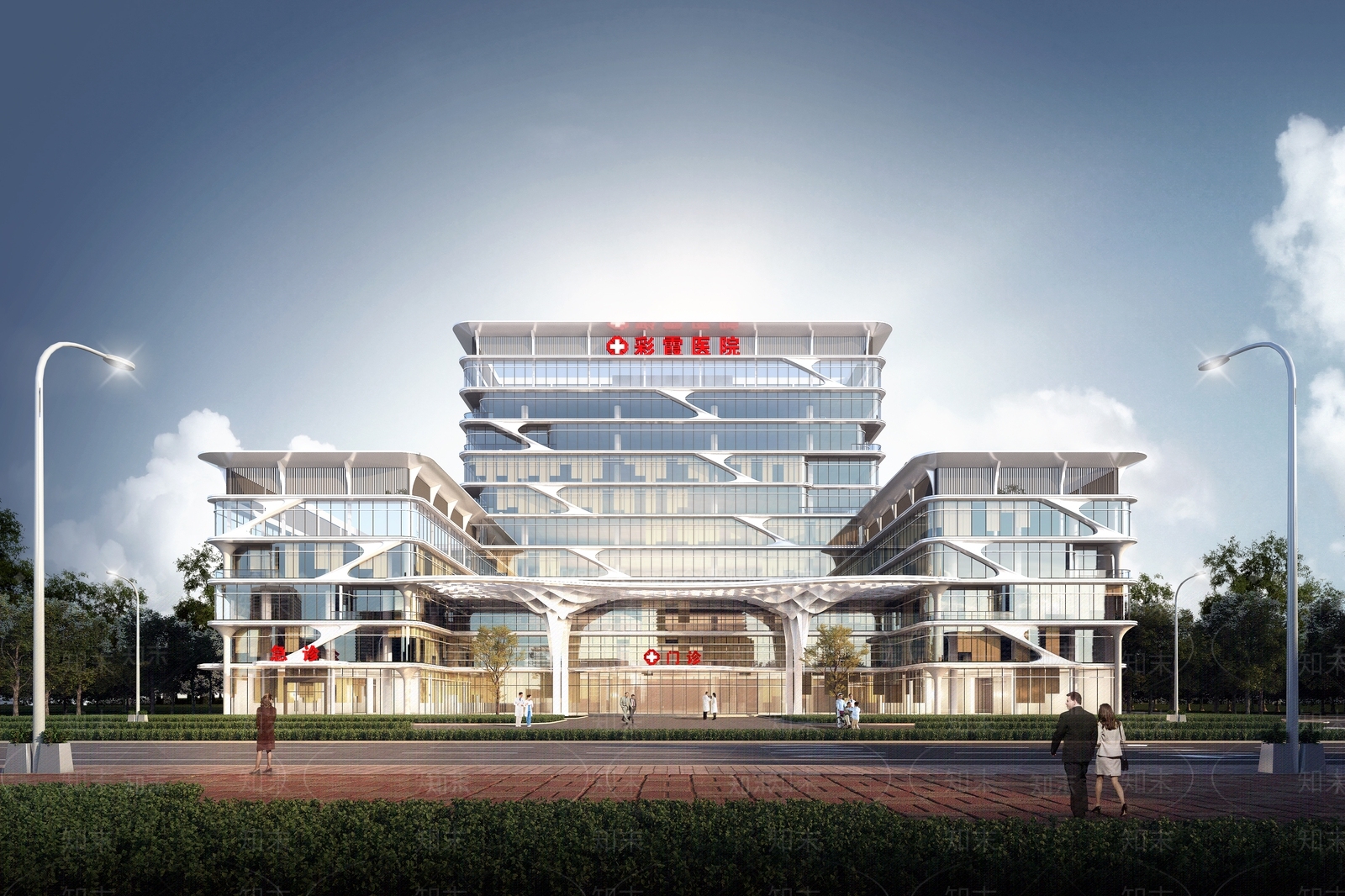 现代医院建筑SU模型下载【ID:1183998509】