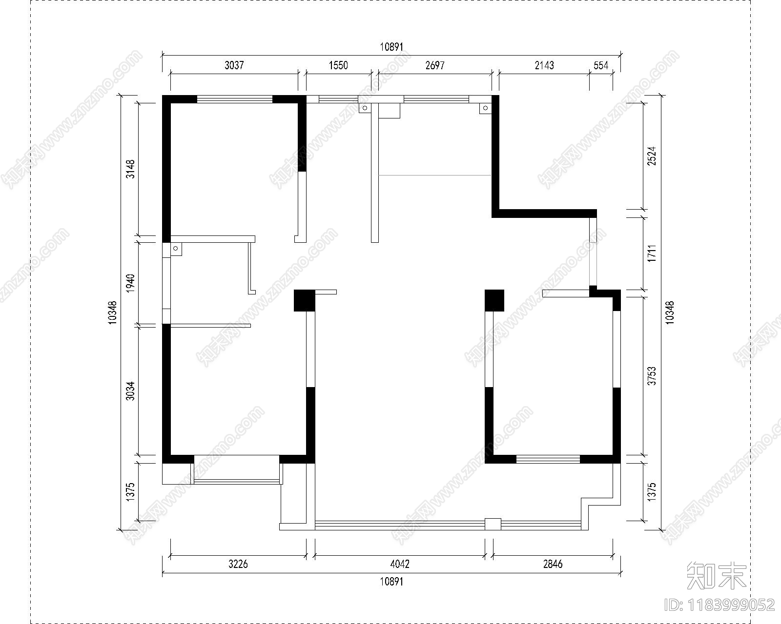 平层cad施工图下载【ID:1183999052】