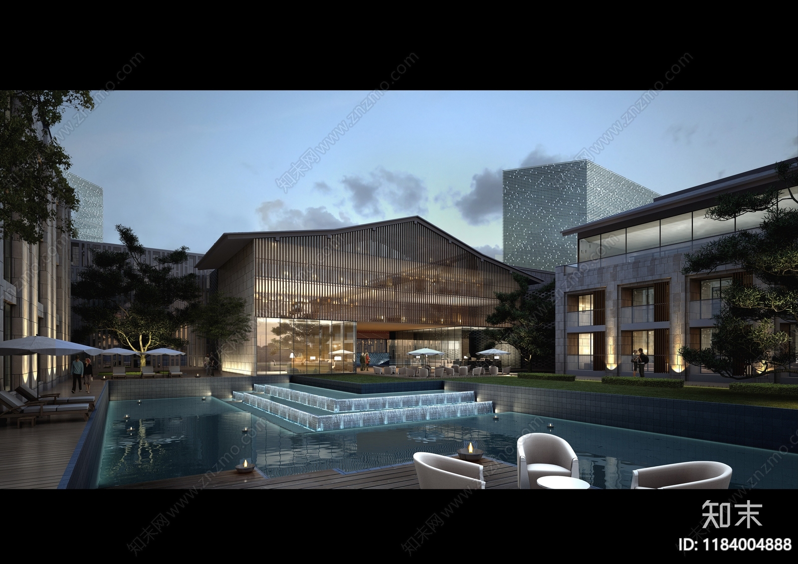 现代新中式产业园建筑cad施工图下载【ID:1184004888】