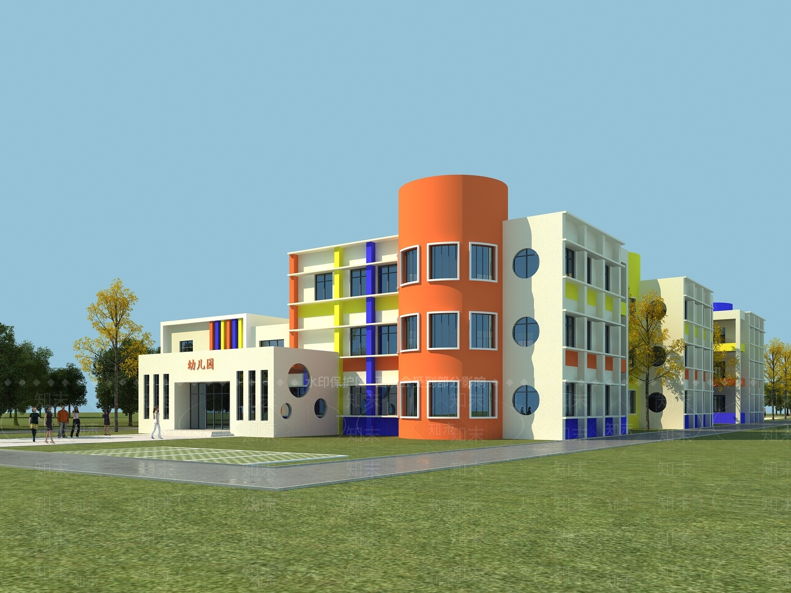 现代学校外观3D模型下载【ID:1184007090】
