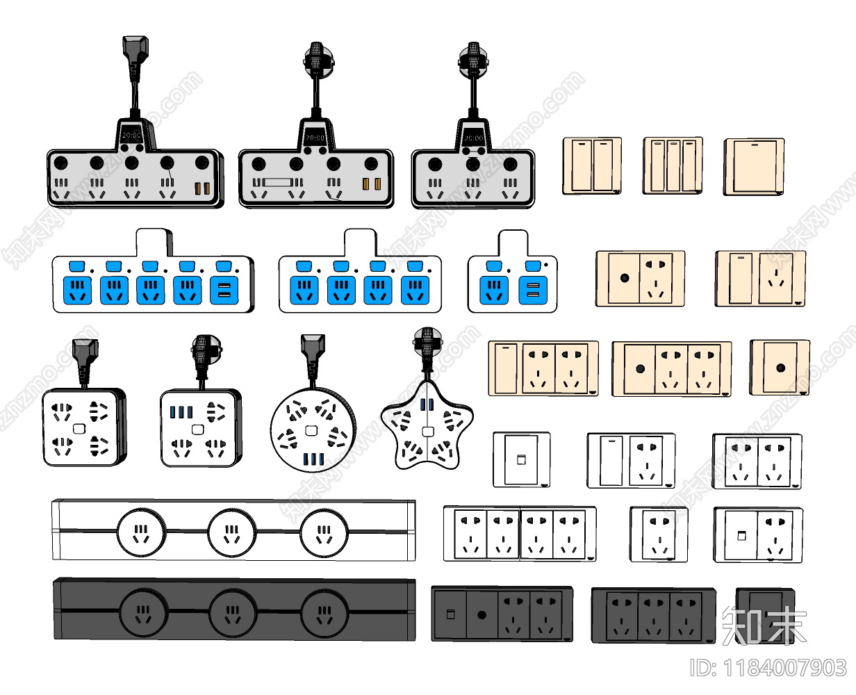 现代插座SU模型下载【ID:1184007903】