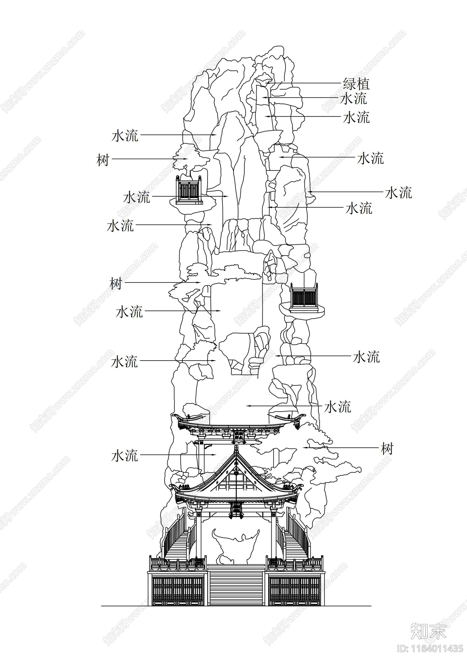 新中式线条施工图下载【ID:1184011435】