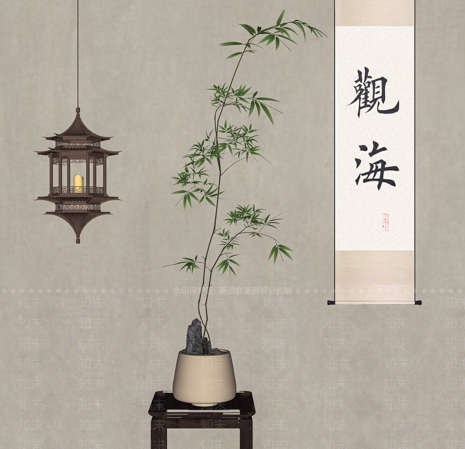 新中式摆件组合SU模型精品下载_SketchUp模型_知末网
