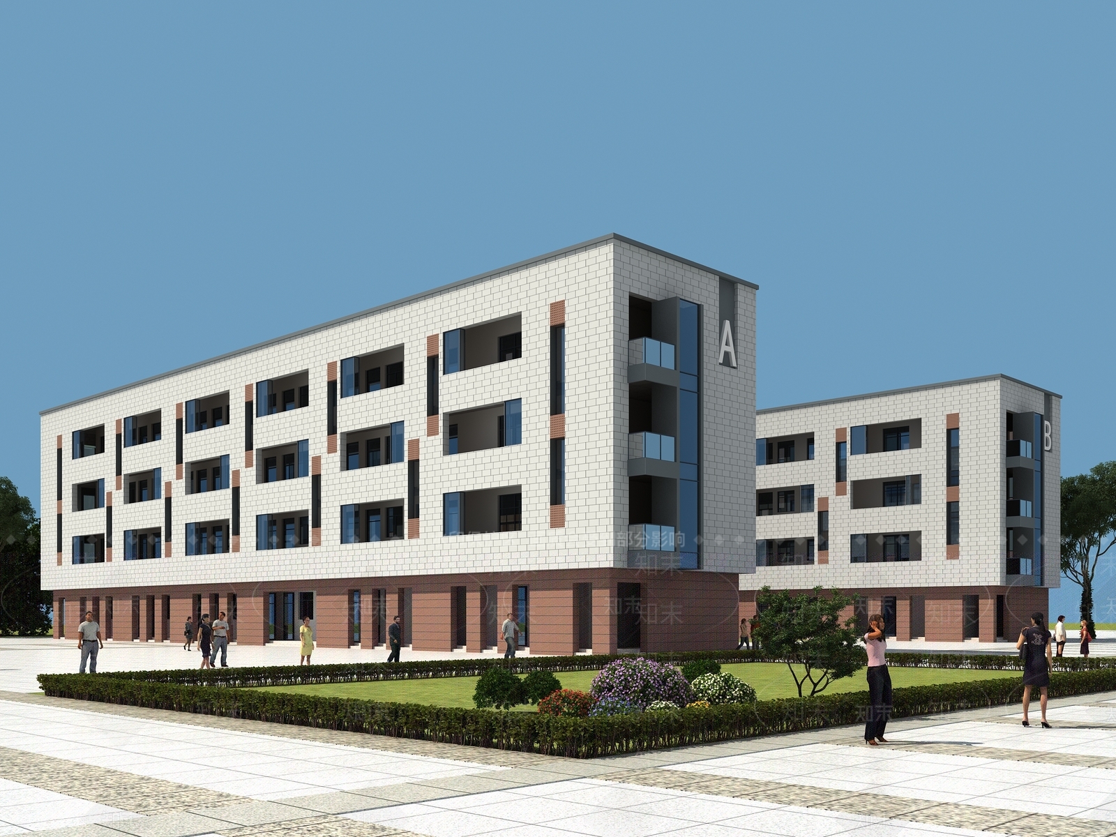 现代学校外观3D模型下载【ID:1184019654】