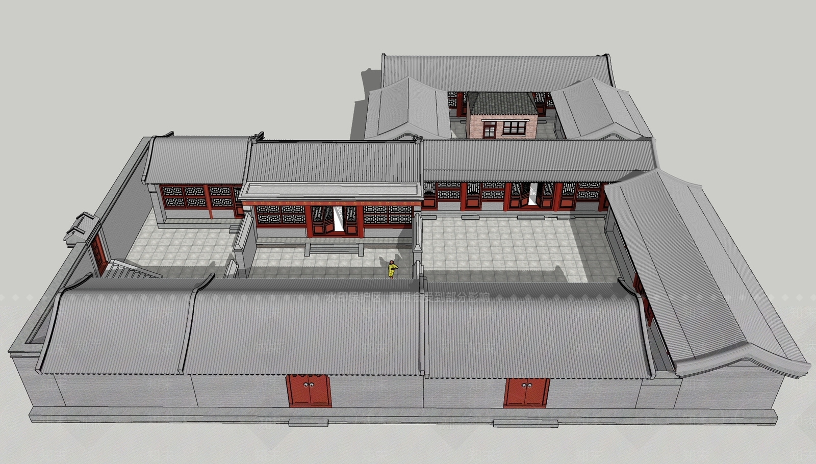 新中式中式古建筑SU模型下载【ID:1184022721】