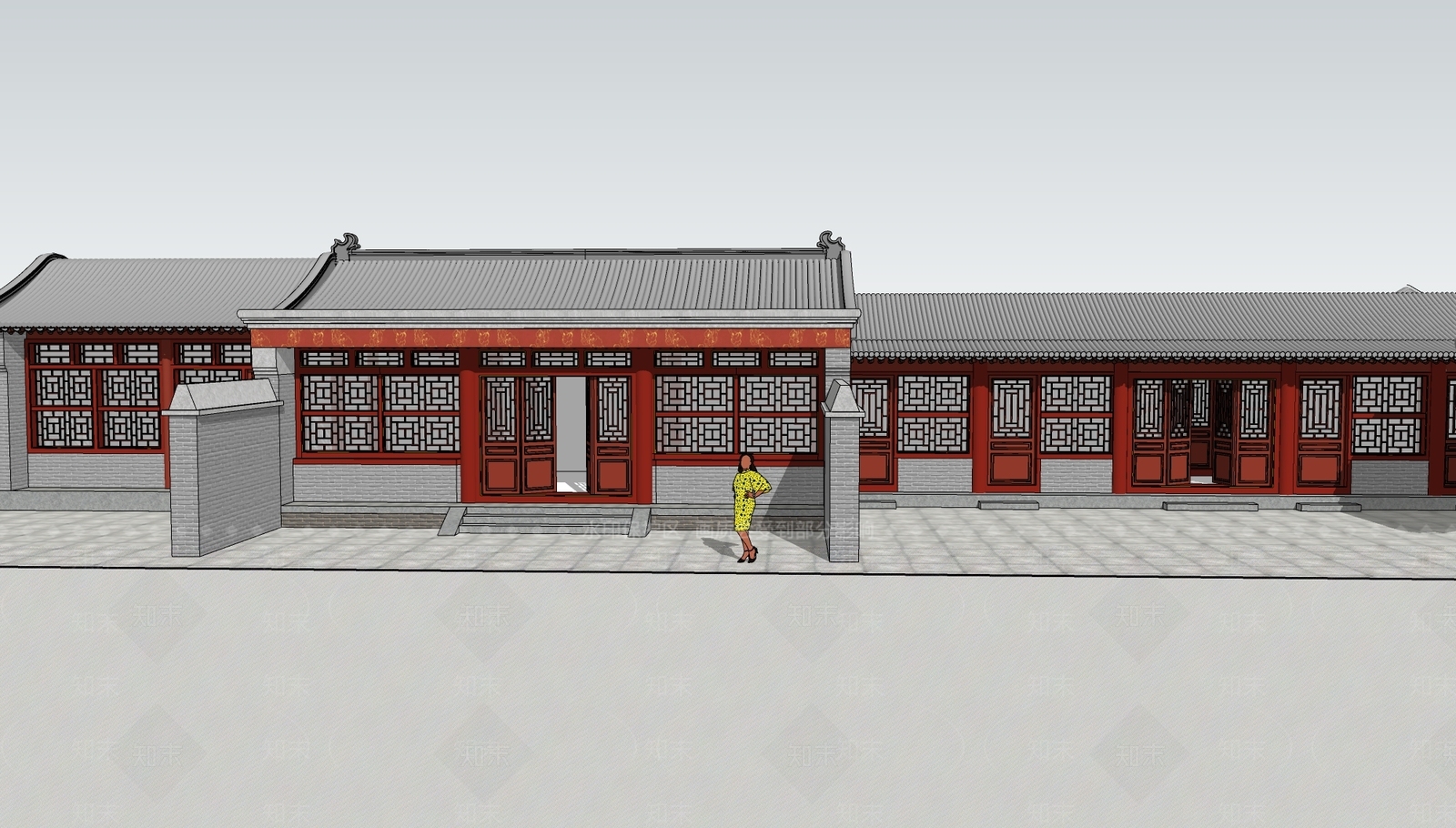 新中式中式古建筑SU模型下载【ID:1184022721】