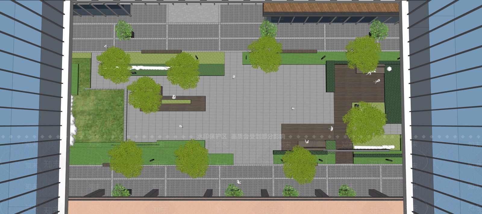 现代办公景观SU模型下载【ID:1184025194】