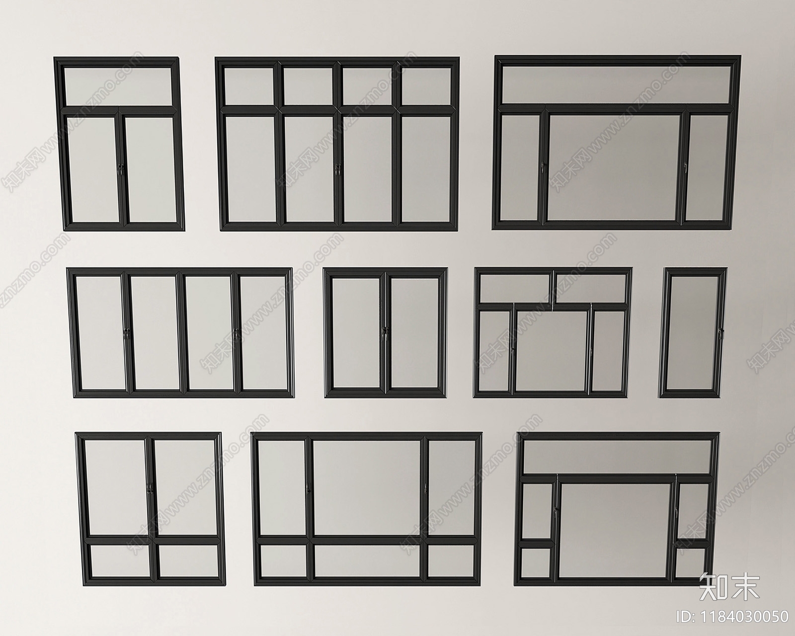 现代窗户组合SU模型下载【ID:1184030050】