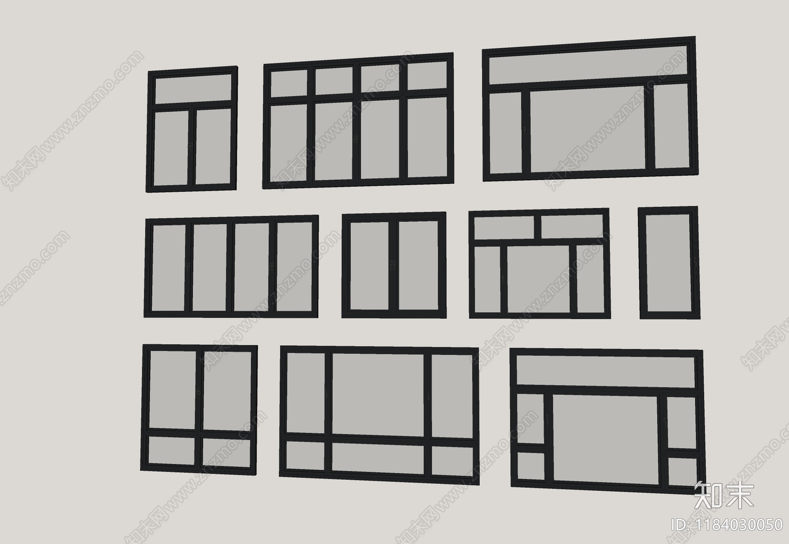 现代窗户组合SU模型下载【ID:1184030050】