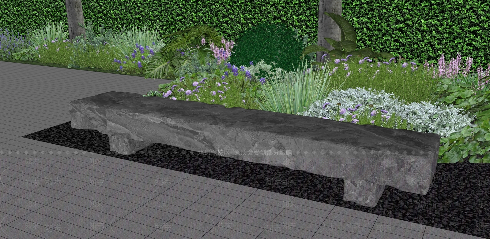新中式日式景观座椅SU模型下载【ID:1184030955】