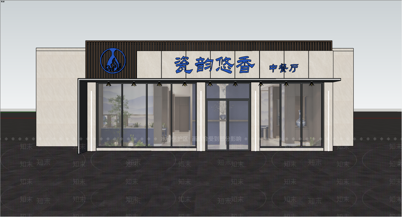 新中式现代中餐厅SU模型下载【ID:1184034466】