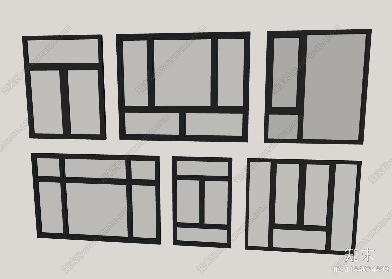 现代窗户组合SU模型下载【ID:1184034893】