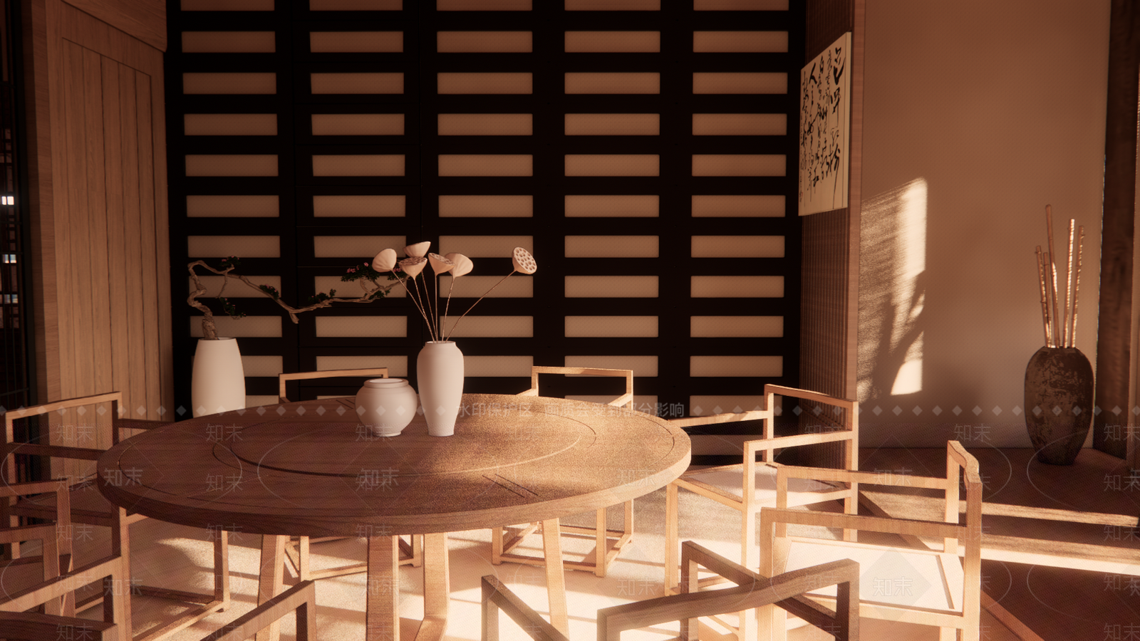 新中式茶餐厅SU模型下载【ID:1184078884】