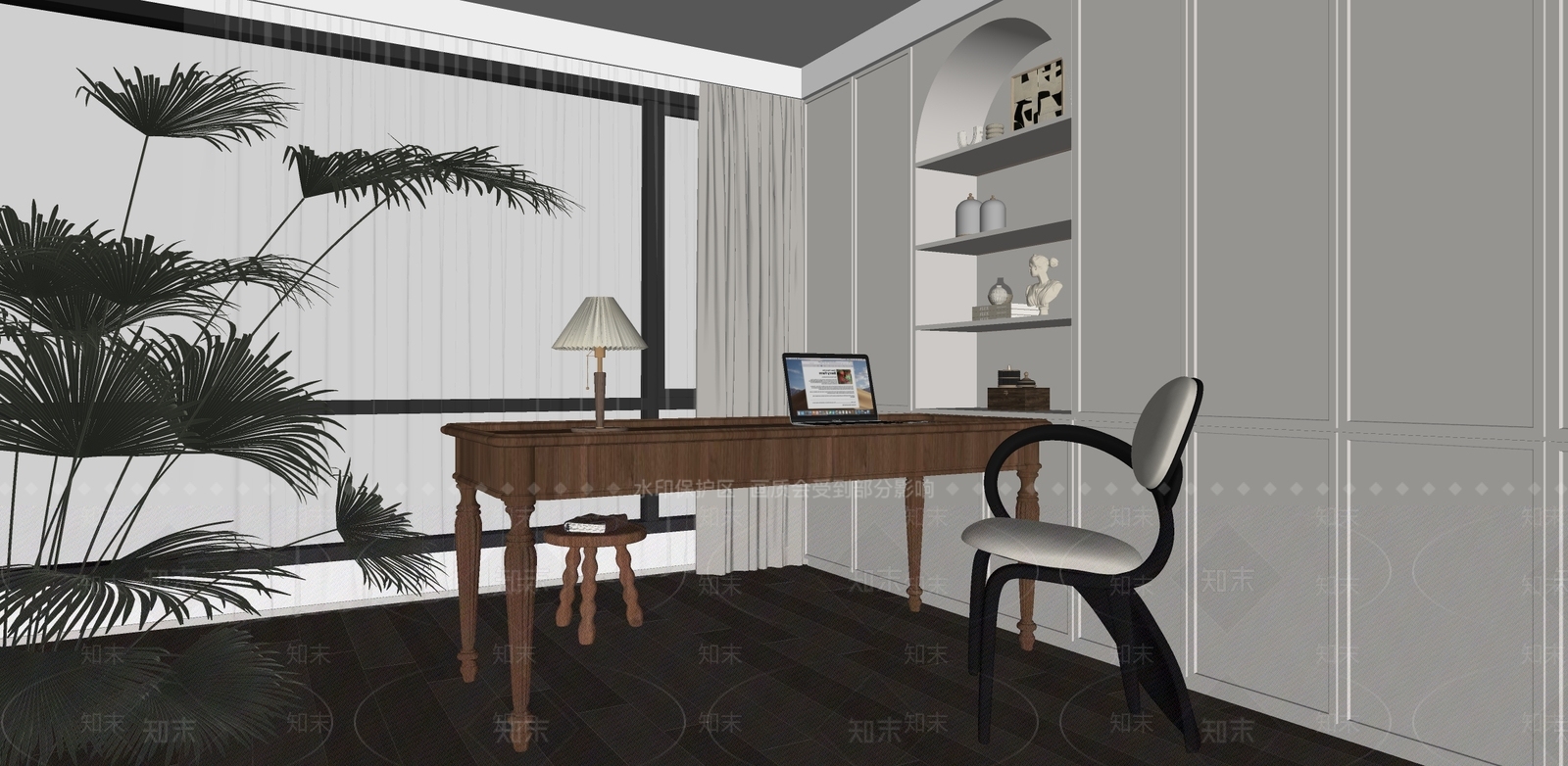 法式美式书房SU模型下载【ID:1184037424】