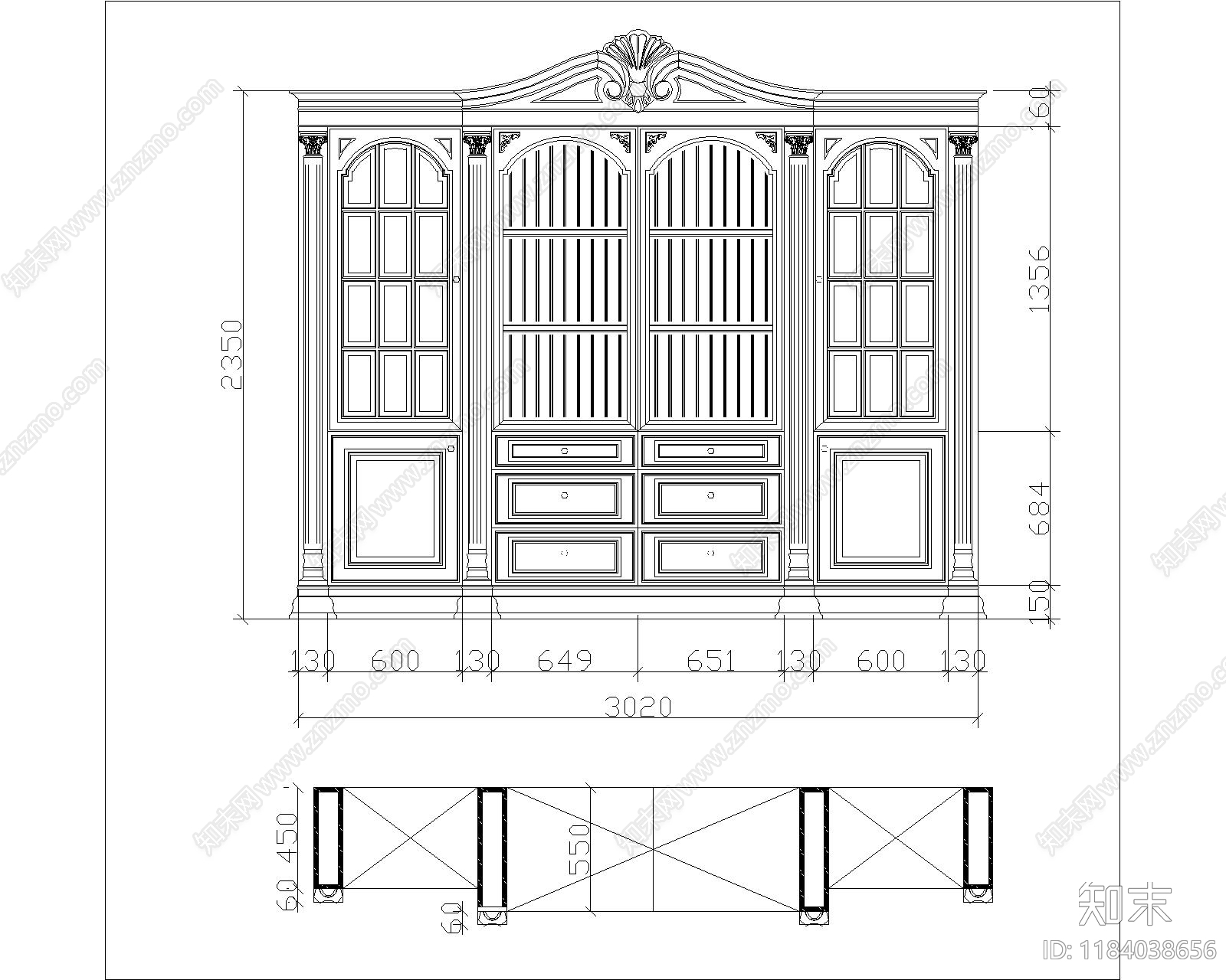 欧式综合家具图库施工图下载【ID:1184038656】