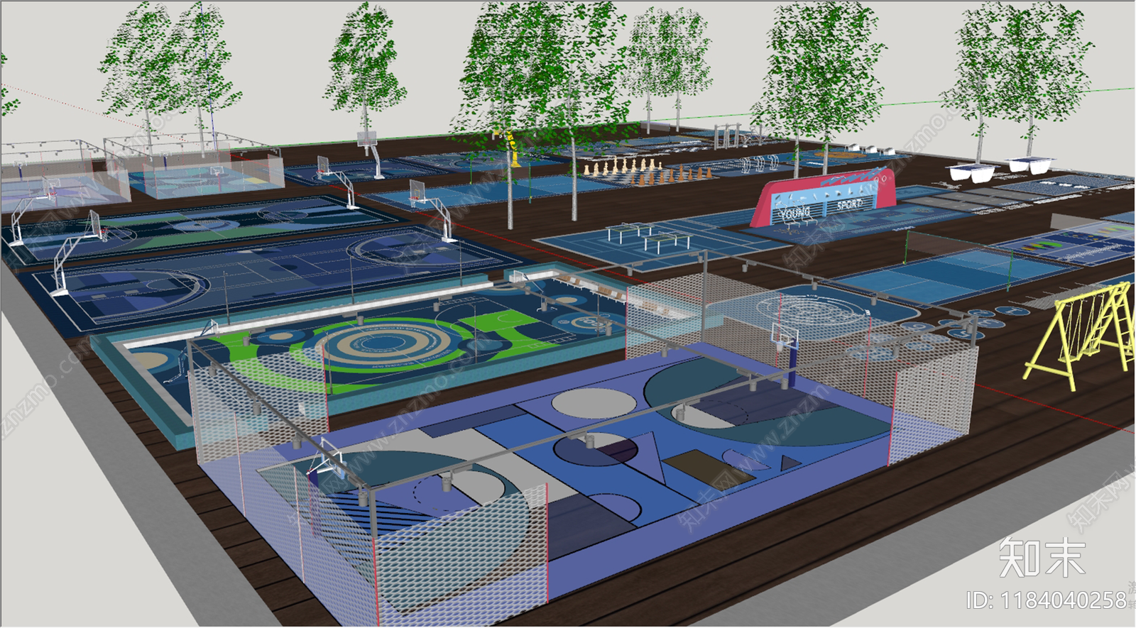 现代轻奢体育公园SU模型下载【ID:1184040258】