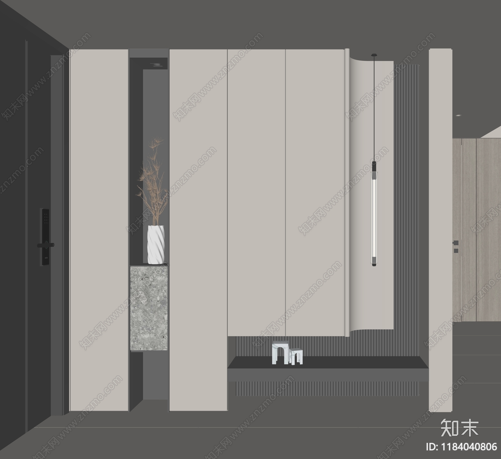 现代鞋柜SU模型下载【ID:1184040806】