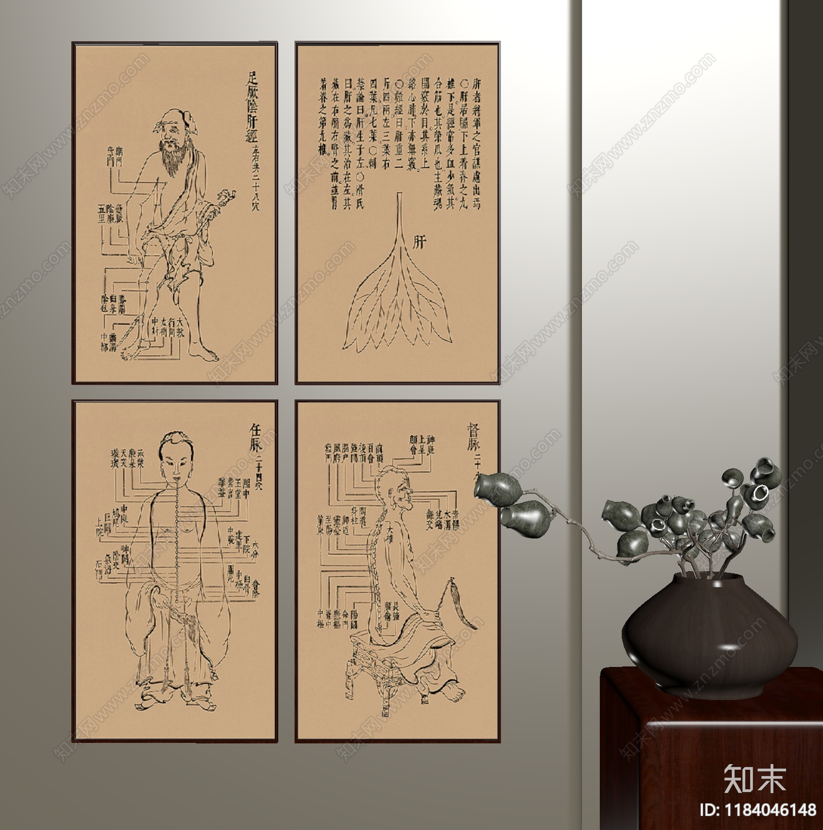 新中式挂画SU模型下载【ID:1184046148】