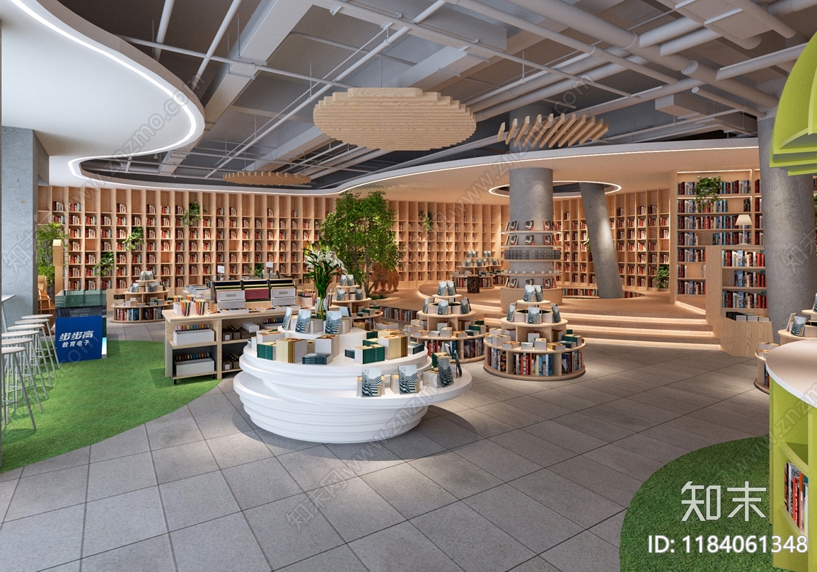 现代图书馆cad施工图下载【ID:1184061348】