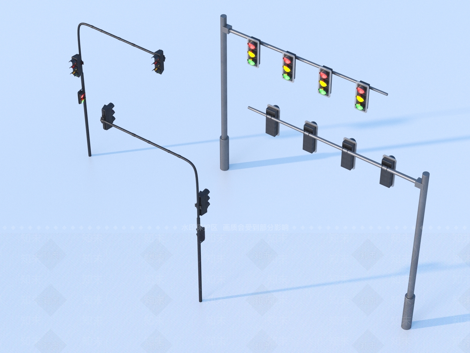 现代灯具组合3D模型下载【ID:1184070230】