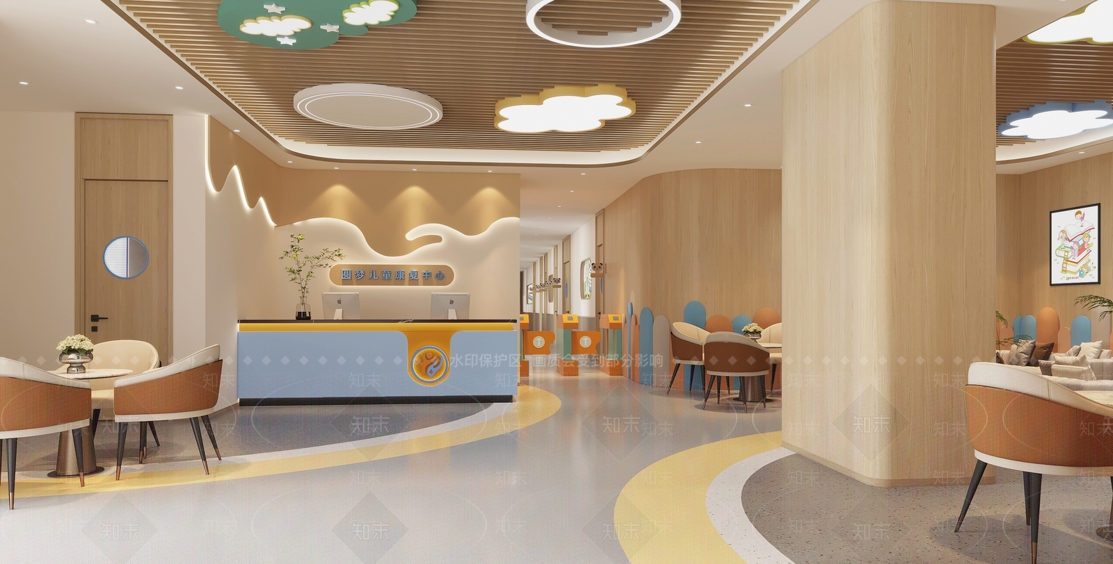 现代原木幼儿园3D模型下载【ID:1184074122】