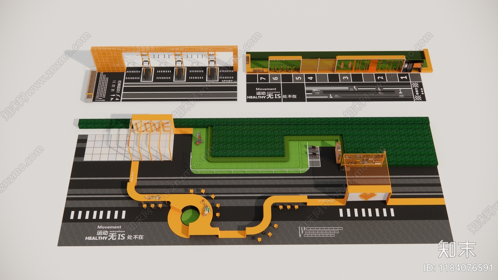 现代体育公园SU模型下载【ID:1184076591】